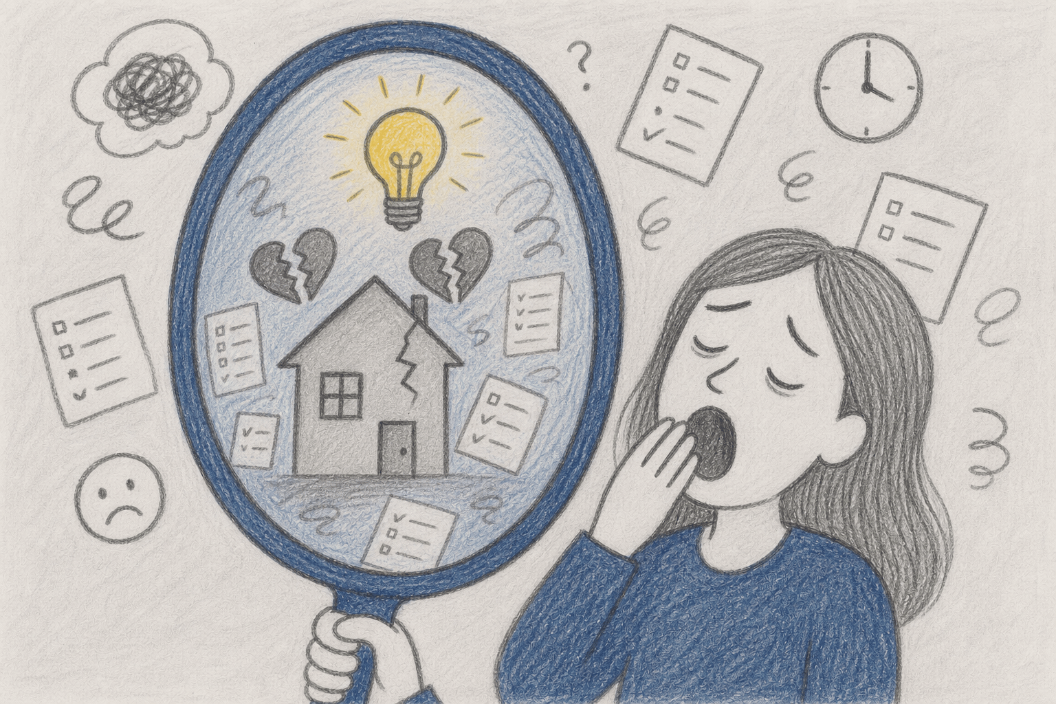 Miroir reflétant les tensions de la vie qui perturbent le sommeil.