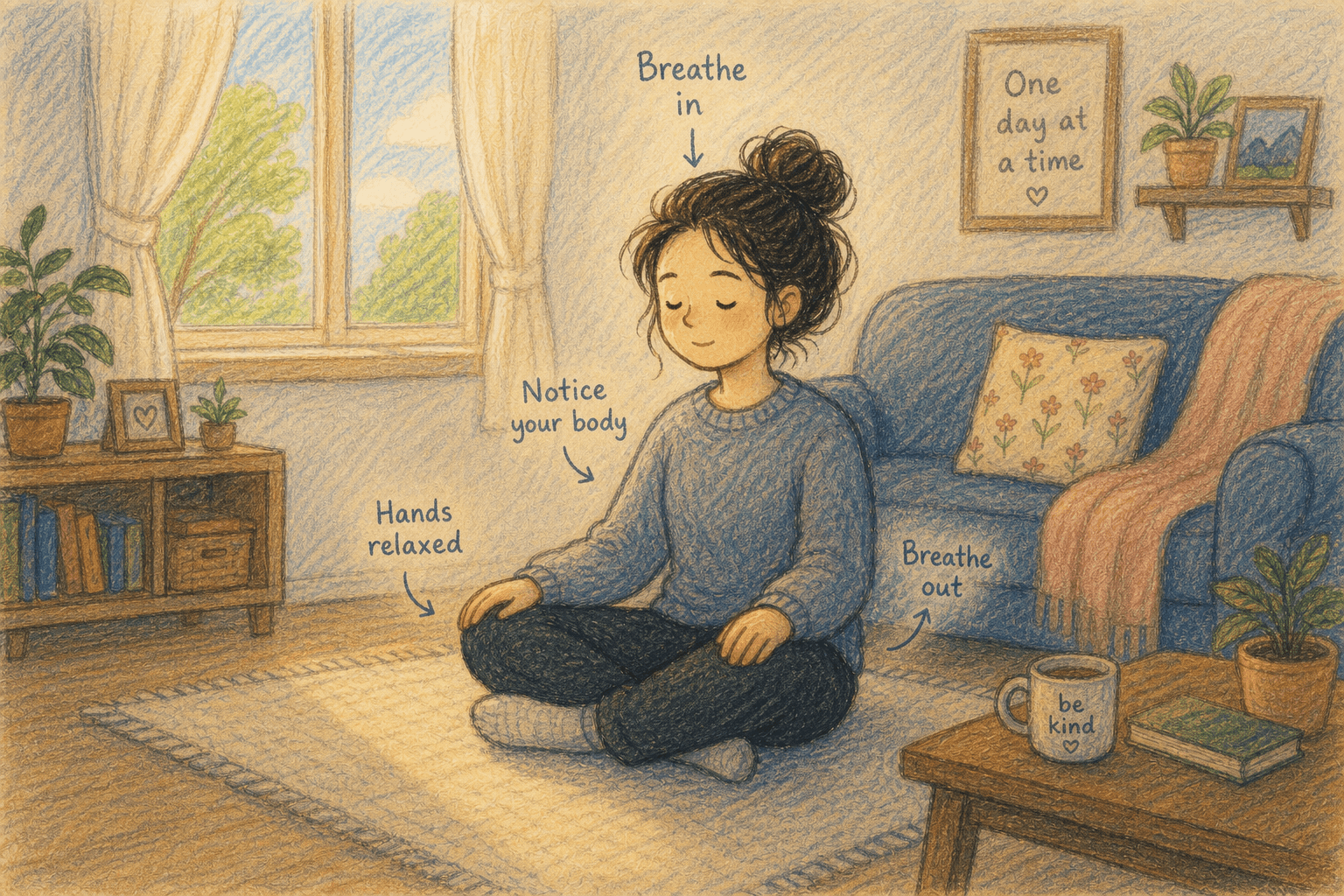 Respiration calme 30 secondes corps tension stress relaxation détente paix